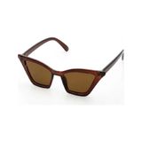 Mobgift Cat Eye Vintage Retro Dörtgen Güneş Gözlüğü (Şeffaf Kahverengi - Kahverengi)