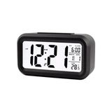 Mobgift Dijital LCD Sensörlü Termometreli Işıklı Çalar Saat (Siyah)