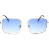 Mobgift Gold Metal Çerçeveli Mavi Degrade Camlı Kare Unisex Güneş Gözlüğü