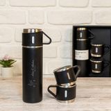 Mobgift Isim Baskılı Paslanmaz Çelik Termos 2 Bardaklı Siyah - 500 ml