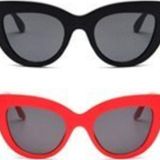 Mobgift Kadın Kalın Çerçeveli Tasarım Cat Eye Güneş Gözlüğü Siyah Kırmızı 2Li
