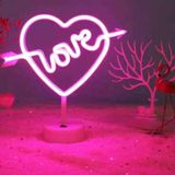 Mobgift Kalpli Love Yazılı Dekoratif Neon Pilli Led Masa Ve Gece Lambası