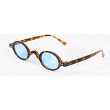 Mobgift Minimal Vintage Retro Oval Kemik Unisex Güneş Gözlüğü (Leopar - Mavi)