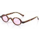 Mobgift Minimal Vintage Retro Oval Kemik Unisex Güneş Gözlüğü (Leopar - Pembe)