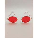 Mobgift Sekizgen Retro Unisex Güneş Gözlüğü (Kırmızı)