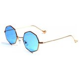 Mobgift Sekizgen Retro Unisex Güneş Gözlüğü (Mavi)