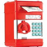 Mobgift Şifreli Otomatik Kağıt Para Alan Atm Kasa Kumbara Kırmızı