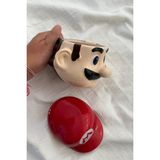 Mobgift Super Mario 3D Tasarım Şapka Kapaklı Kupa Bardak - SERAMİK - Renkli