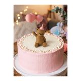 mobi dükkan Uçan Balonlu Ayıcık Pasta Süsü Pembe Şapkalı Sevimli Ayı Figürü 10 cm Doğum Günü ve Baby Shower Dekoru - Pasta Üstü Süsü