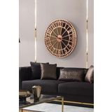 Mobievim Ahşap Ceviz Dekoratif Gerçek Aynalı Duvar Saati 50x50 cm