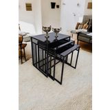 Mobievim Milano Siyah Metal Ayaklı Füme Aynalı Zigon Sehpa 40x55 cm
