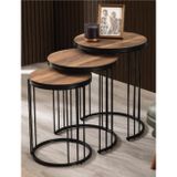 Mobievim Roma Ceviz Kaplama Mdf 3^Lü Zigon Sehpa 47x47 cm
