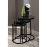 Mobievim Roma Siyah Metal Ayaklı Mermer Desenli Mdf'Li Zigon Sehpa 45x45 cm