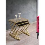 Mobievim Venedik Gold Metal Ayaklı Bronz Aynalı Zigon Sehpa 40x55 cm