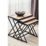 Mobievim Venedik Siyah Metal Ayaklı Ceviz Kaplama Zigon Sehpa 55x40 cm