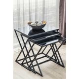 Mobievim Venedik Siyah Metal Ayaklı Füme Aynalı Zigon Sehpa 40x55 cm