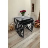Mobievim Venice Siyah Metal Ayaklı Füme Aynalı Zigon Sefpa 40x55 cm