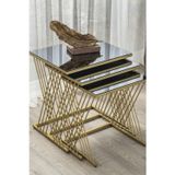 Mobievim Vienna Gold Metal Ayaklı Füme Aynalı Zigon Sehpa 40x55 cm