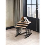 Mobievim Vienna Siyah Metal Ayaklı Ceviz Kaplama Zigon Sehpa 40x55 cm