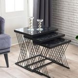 Mobievim Vienna Siyah Metal Ayaklı Mermer Desenli Mdf'Li Zigon Sehpa 40x55 cm