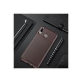 Mobify Huawei Y7 Prime 2019 Kılıf Karbon Desenli Şık Tamia Premium Silikon Kapak - Kahverengi