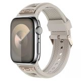 Mobify Mobil Aksesuarda Devrim Apple Watch 10 42Mm Krd1110 Hava Alabilen Delikli Metal Süslemeli Desenli Yumuşak Konforlu Silikon Kordon