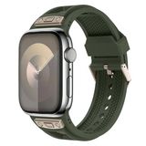 Mobify Mobil Aksesuarda Devrim Apple Watch 44Mm Krd117 Hava Alabilen Delikli Metal Süslemeli Desenli Yumuşak Konforlu Silikon Kordon