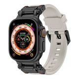 Mobify Mobil Aksesuarda Devrim Apple Watch Ultra 49Mm Krd-101 Titanyum Metal Başlıklı Şık Yumuşak Konforlu Silikon Kordon