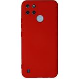 Mobify Realme C25Y Kılıf Içi Kadife Kaplı Telefonu Çizmeyen Hafif Yapılı Flexfit Silikon Kapak - Kırmızı