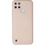 Mobify Realme C25Y Kılıf Içi Kadife Kaplı Telefonu Çizmeyen Hafif Yapılı Flexfit Silikon Kapak - Pudra