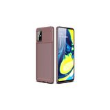 Mobify Samsung Galaxy A71 Kılıf Karbon Desenli Şık Tamia Premium Silikon Kapak - Kahverengi