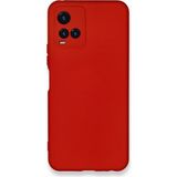 Mobify Vivo Y21S Kılıf Içi Kadife Kaplı Telefonu Çizmeyen Hafif Yapılı Flexfit Silikon Kapak - Kırmızı