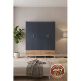 Mobihobi Aura Gardrop 176Cm - Aytaşı/Antrasit Çam, 6 Raf, 4 Çekmece, 2 Askı