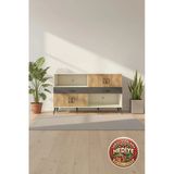 Mobihobi Luna 8 Raflı 3 Çekmeceli Tek Kapaklı Konsol 176X44x99 Aytaşı-Çam/Antrasit