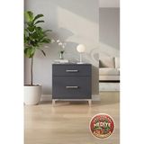 Mobihobi Luna Komodin 2 Çekmeceli Antrasit - 60X44x64 Cm | Modern Yatak Odası Mobilyası
