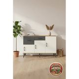 Mobihobi Luna Konsol 3 Raflı 2 Çekmeceli 3 Kapaklı 132Cm - Çam/Aytaşı/Antrasit