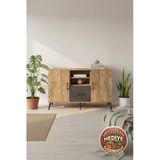 Mobihobi Luna Konsol: 4 Raflı, 1 Çekmeceli, 2 Kapaklı 132Cm - Çam/Antrasit Dekorasyon