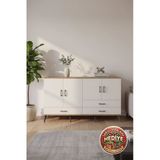 Mobihobi Luna Konsol: 5 Raflı, 3 Çekmeceli, 4 Kapaklı 176X44x99 Çam-Aytaşı