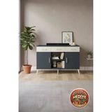 Mobihobi Luna Konsol: Antrasit & Aytaşı Şıklığı, 3 Raflı, 3 Çekmeceli, 3 Kapaklı