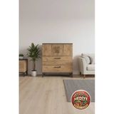 Mobihobi Luna Şifonyer: 2 Çekmece, 2 Kapaklı, 2 Raflı Antrasit & Çam | 88X44x96 Cm