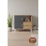 Mobihobi Luna Şifonyer 2 Çekmeceli 2 Kapaklı 88X44x80 Çam-Antrasit