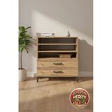 Mobihobi Luna Şifonyer: 3 Raflı, 2 Çekmeceli, Atlas Çam - 88X44x96 Cm