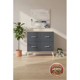 Mobihobi Luna Şifonyer 4 Çekmeceli: Çam & Antrasit - 88X44x80