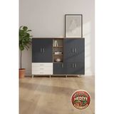 Mobihobi Silva 11 Raflı 3 Çekmeceli 7 Kapaklı Dolap | 220X30x163 Çam-Antrasit/Aytaşı Vitrin