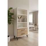 mobihobi Silva 3 Raflı 2 Çekmeceli Dolap 60x30x134 Aytaşı-Çam: Şıklık ve Fonksiyonel Çözüm - Kitaplık - Vitrin - Dolap - Modüler - Çalışma Odası - Kütüphane
