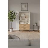 mobihobi Silva 3 Raflı 2 Çekmeceli Dolap: Aytaşı-Çam Şıklığı 88x30x163 - Kitaplık - Vitrin - Dolap - Modüler - Çalışma Odası - Kütüphane - Çok Amaçlı Dolap