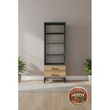 Mobihobi Silva Dolap Kitaplık 4 Raflı 2 Çekmeceli Antrasit-Çam 60X30x163: Modern Ve Fonksiyonel Çözüm