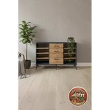 Mobihobi Silva Konsol 6 Raflı 3 Çekmeceli 132X30x83 Antrasit-Çam | Şık Ve Fonksiyonel Depolama