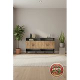 Mobihobi Silva Konsol 6 Raflı 4 Kapaklı Antrasit-Çam/Aytaşı 176X30x99 Cm