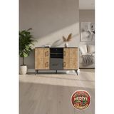 Mobihobi Silva Konsol Antrasit Çam 4 Raflı Tek Çekmeceli 4 Kapaklı 132X30x83